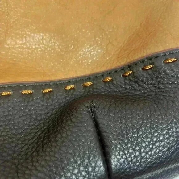 The Sak Leather Two Tone Shoulder Bag Braided Strap‎ Brass Hardware Purse - Picture 12 of 12